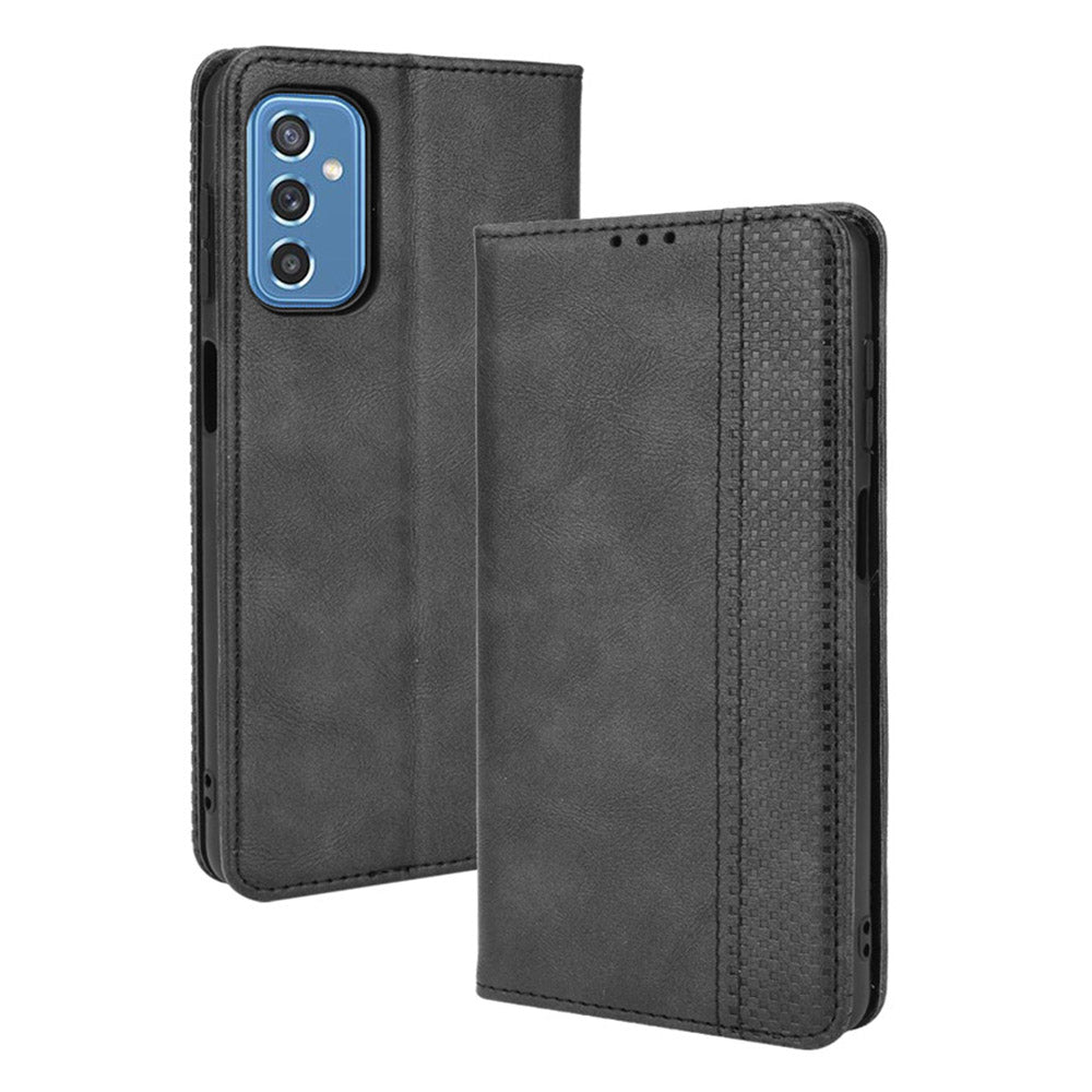 Retro Textured Surface Anti-Drop Phone Leather Case Wallet Stand Cover for Samsung Galaxy M52 5G