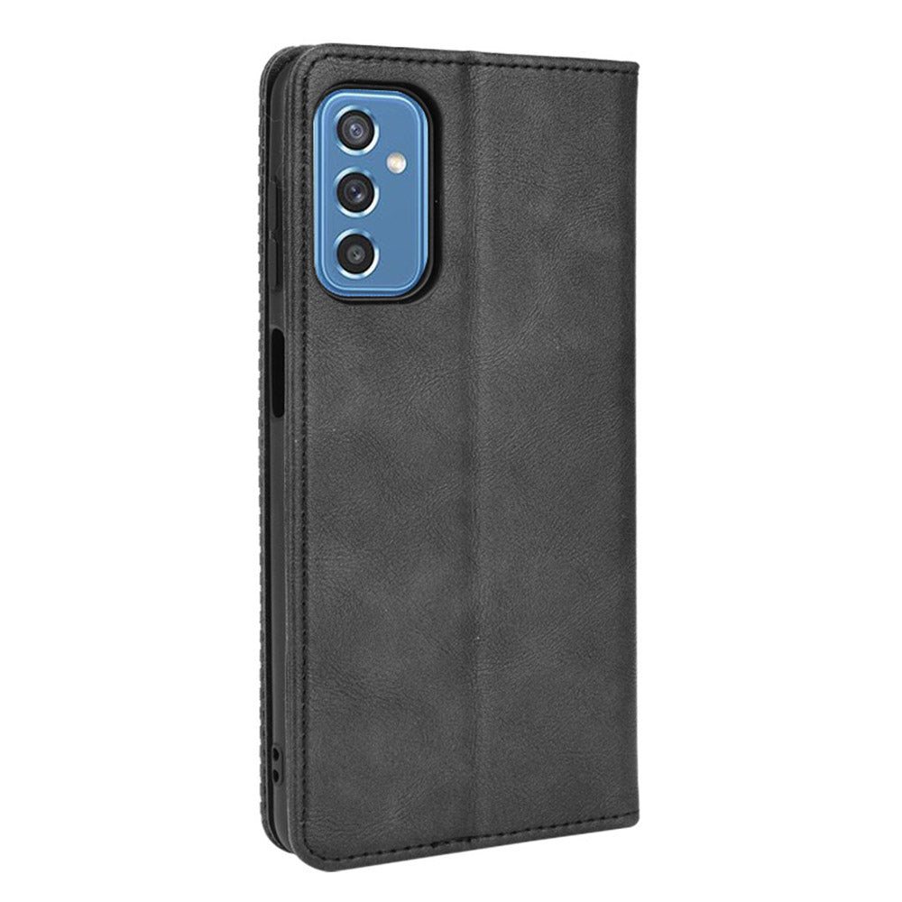 Retro Textured Surface Anti-Drop Phone Leather Case Wallet Stand Cover for Samsung Galaxy M52 5G