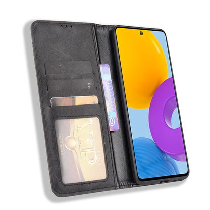 Retro Textured Surface Anti-Drop Phone Leather Case Wallet Stand Cover for Samsung Galaxy M52 5G