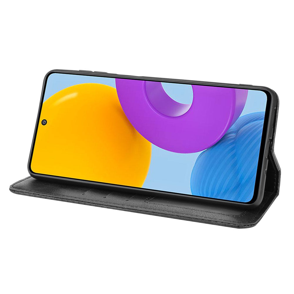 Retro Textured Surface Anti-Drop Phone Leather Case Wallet Stand Cover for Samsung Galaxy M52 5G