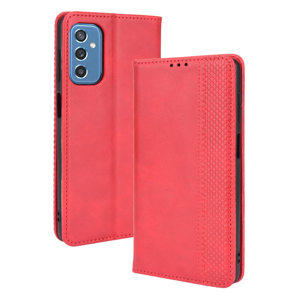 Retro Textured Surface Anti-Drop Phone Leather Case Wallet Stand Cover for Samsung Galaxy M52 5G