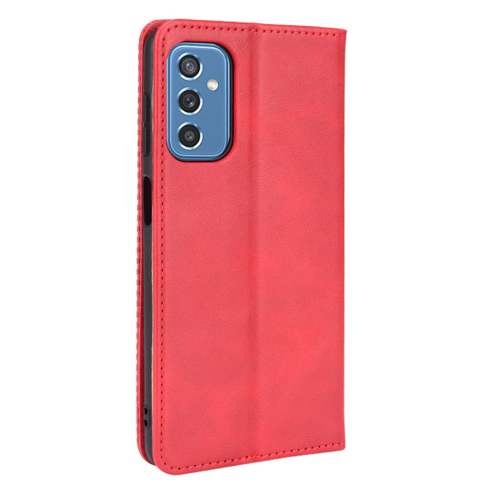 Retro Textured Surface Anti-Drop Phone Leather Case Wallet Stand Cover for Samsung Galaxy M52 5G