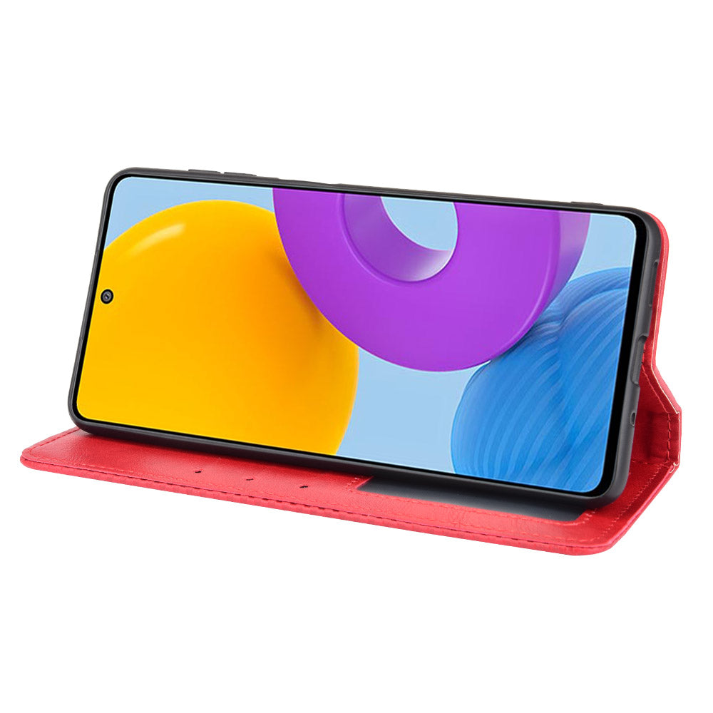 Retro Textured Surface Anti-Drop Phone Leather Case Wallet Stand Cover for Samsung Galaxy M52 5G