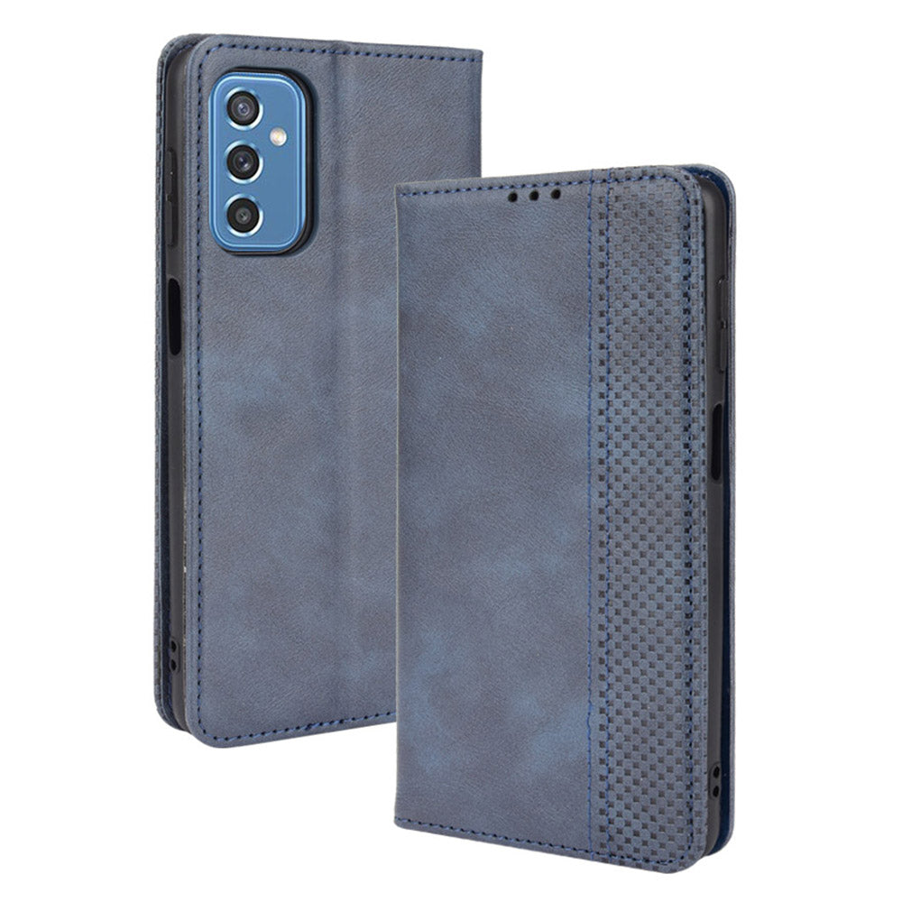 Retro Textured Surface Anti-Drop Phone Leather Case Wallet Stand Cover for Samsung Galaxy M52 5G