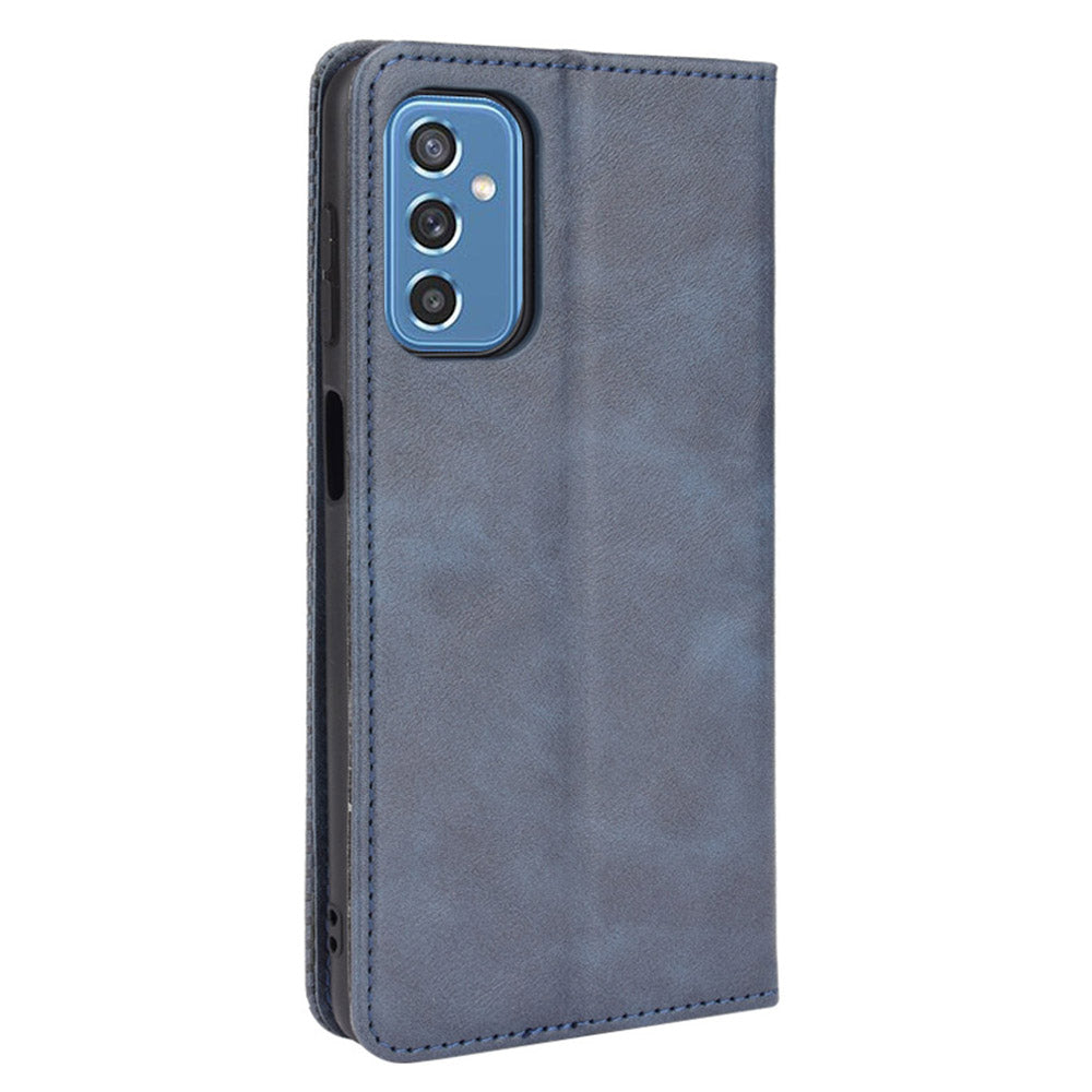 Retro Textured Surface Anti-Drop Phone Leather Case Wallet Stand Cover for Samsung Galaxy M52 5G