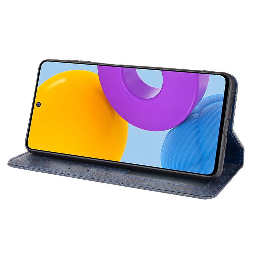 Retro Textured Surface Anti-Drop Phone Leather Case Wallet Stand Cover for Samsung Galaxy M52 5G