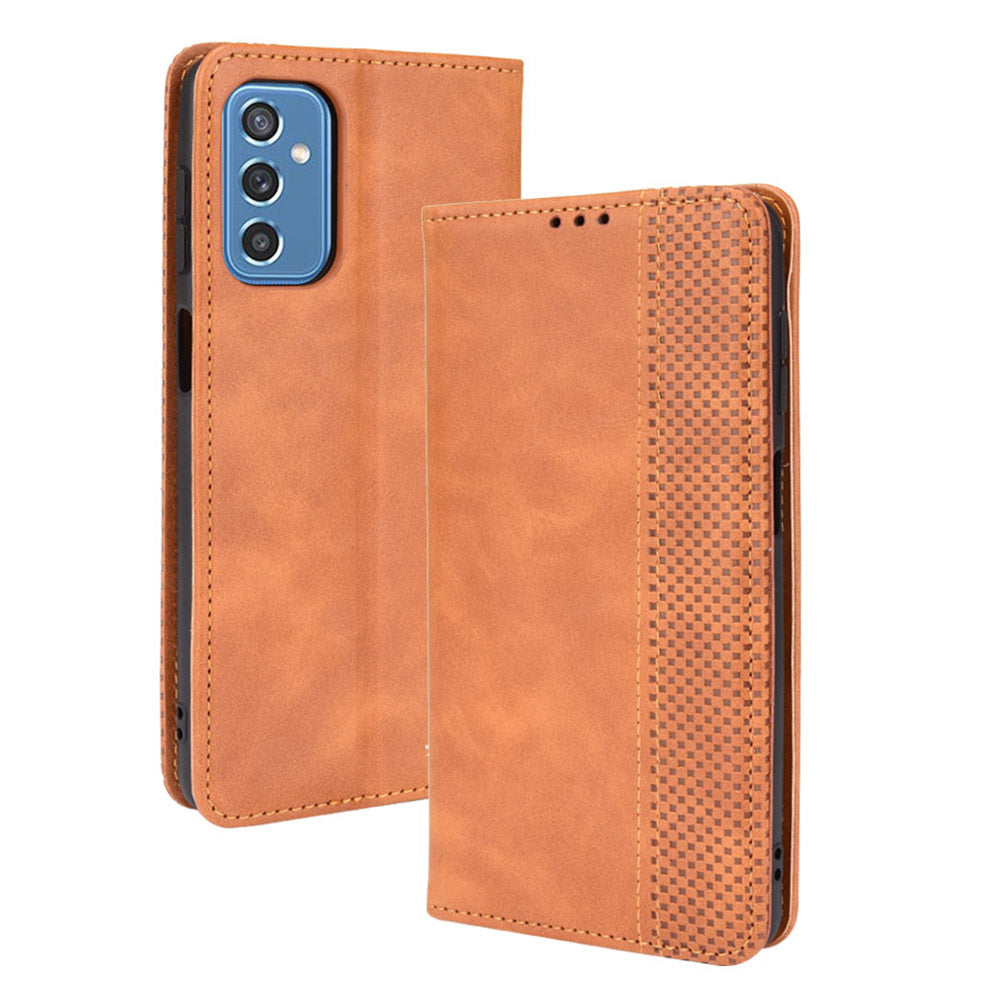 Retro Textured Surface Anti-Drop Phone Leather Case Wallet Stand Cover for Samsung Galaxy M52 5G