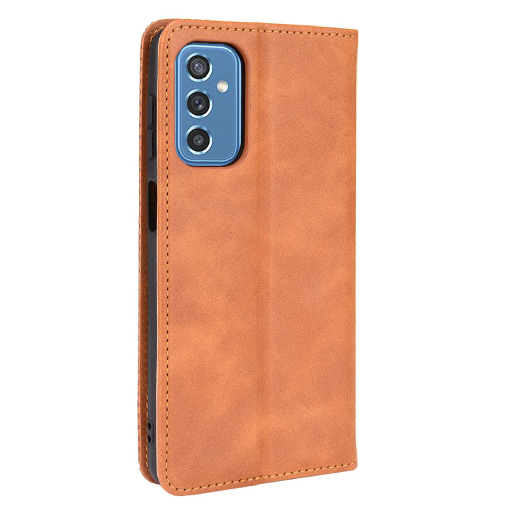 Retro Textured Surface Anti-Drop Phone Leather Case Wallet Stand Cover for Samsung Galaxy M52 5G