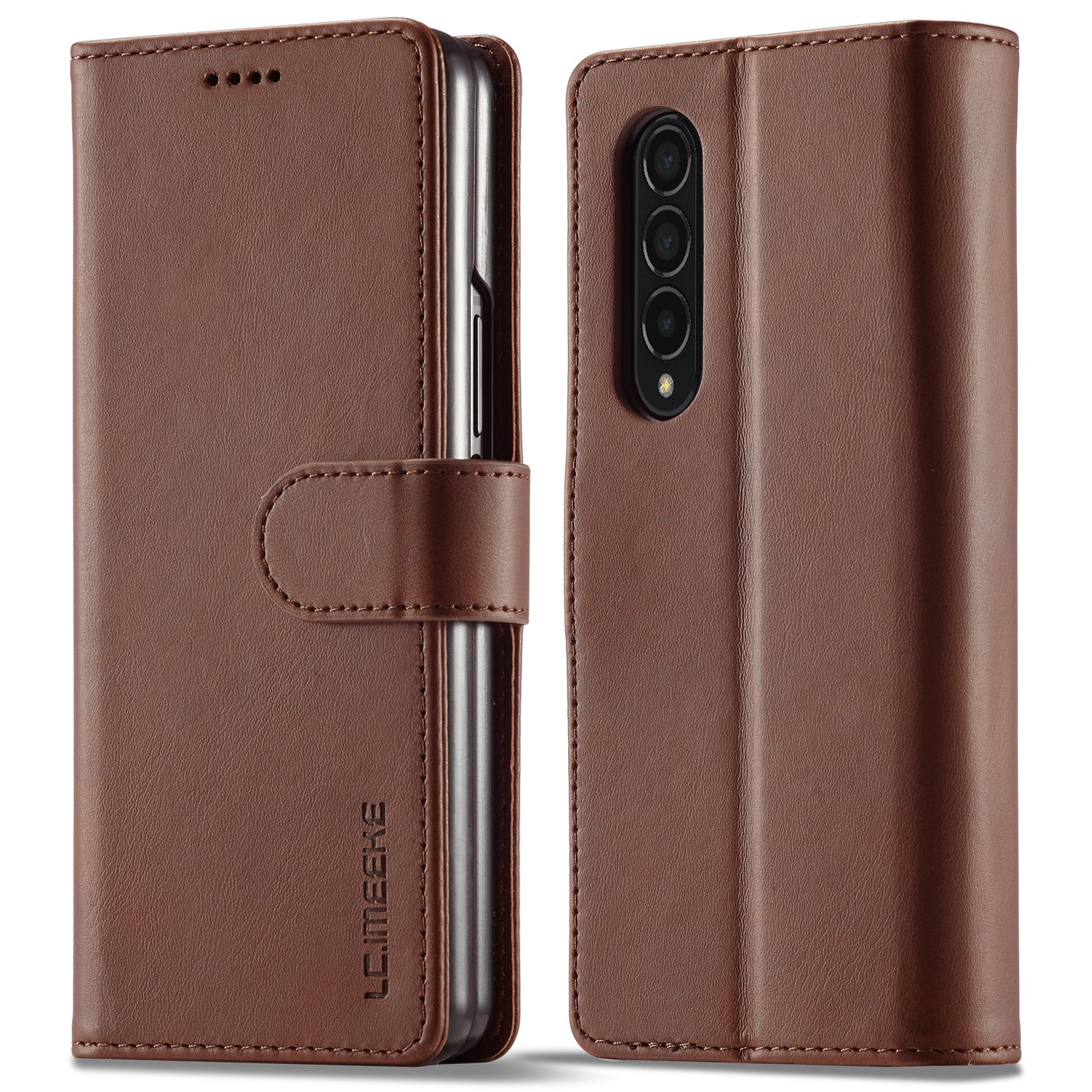 LC.IMEEKE Magnetic Clasp Stand Wallet PU Leather Folding Phone Case for Samsung Galaxy Z Fold3 5G