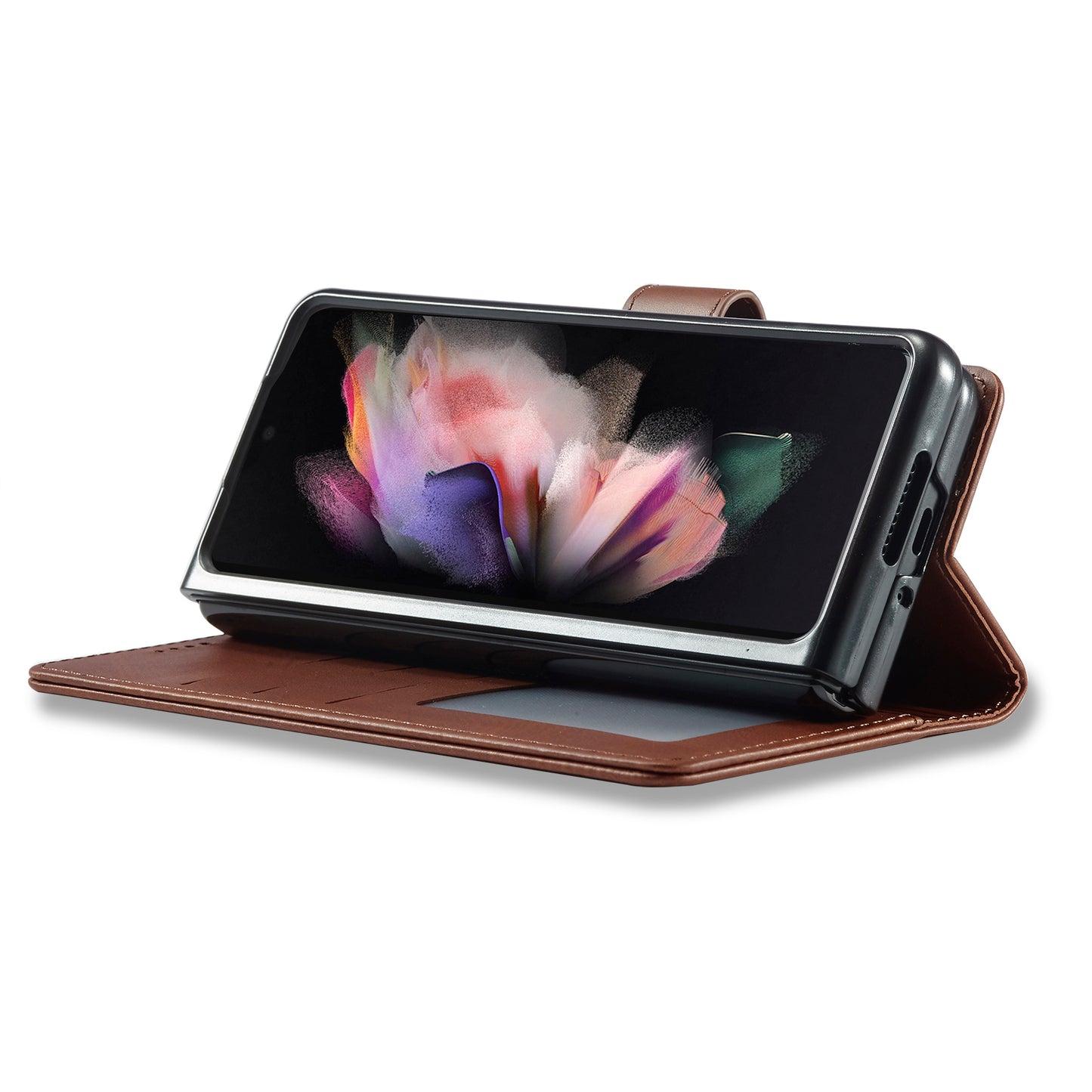 LC.IMEEKE Magnetic Clasp Stand Wallet PU Leather Folding Phone Case for Samsung Galaxy Z Fold3 5G