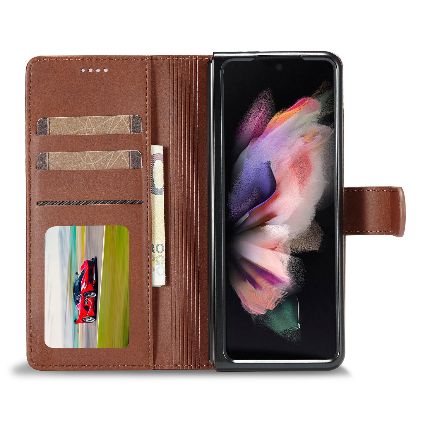 LC.IMEEKE Magnetic Clasp Stand Wallet PU Leather Folding Phone Case for Samsung Galaxy Z Fold3 5G