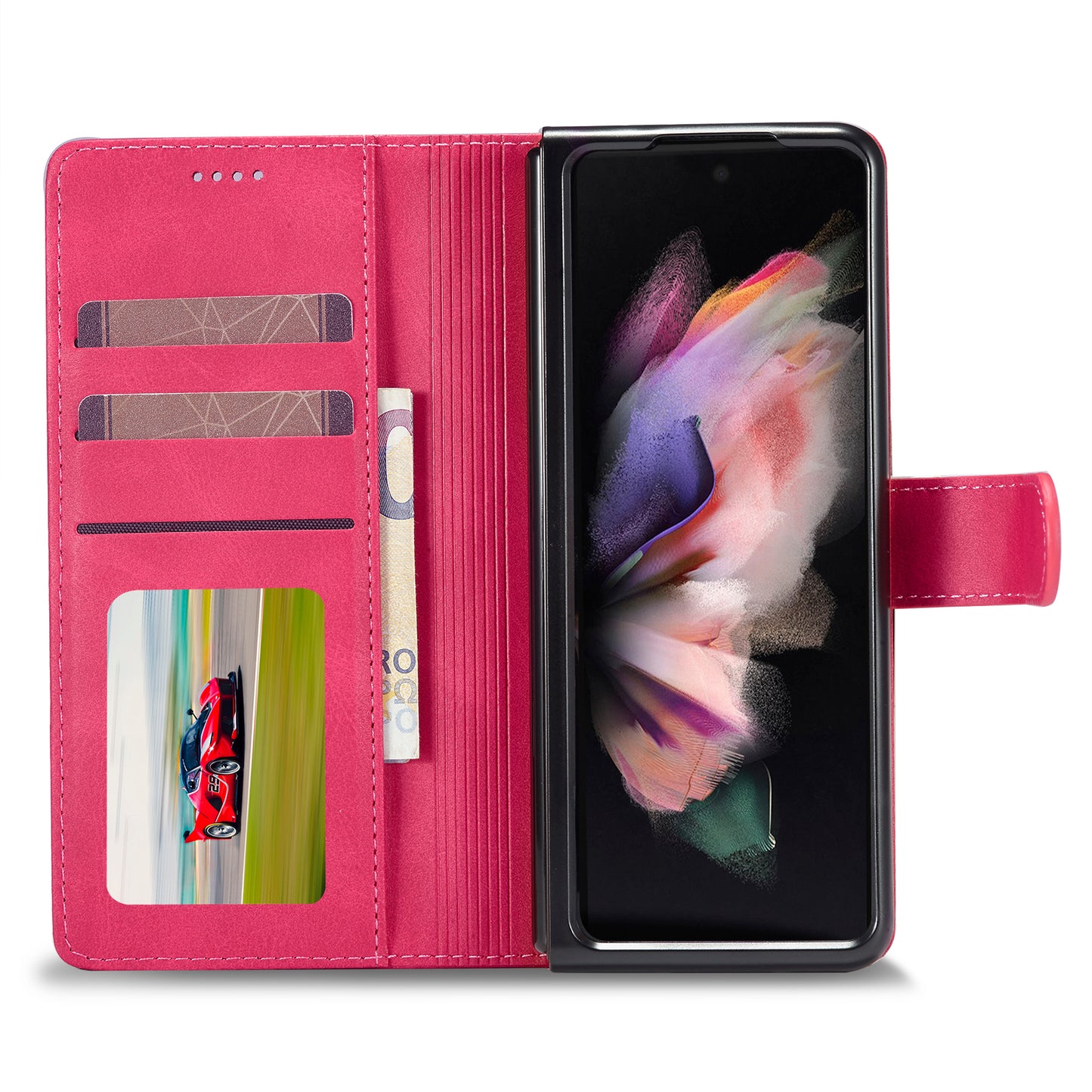 LC.IMEEKE Magnetic Clasp Stand Wallet PU Leather Folding Phone Case for Samsung Galaxy Z Fold3 5G