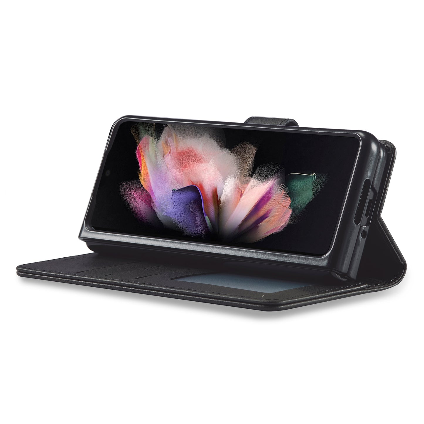 LC.IMEEKE Magnetic Clasp Stand Wallet PU Leather Folding Phone Case for Samsung Galaxy Z Fold3 5G