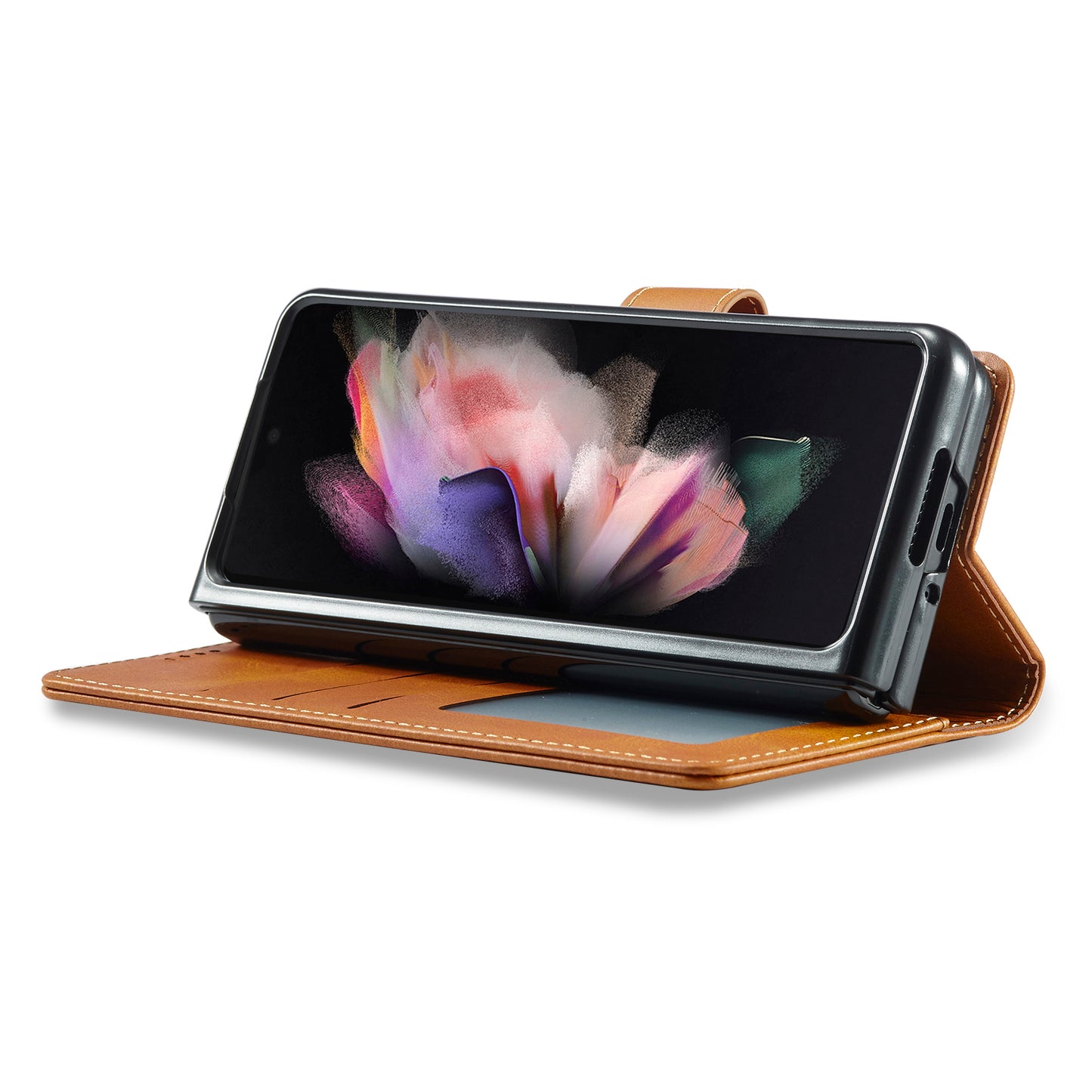 LC.IMEEKE Magnetic Clasp Stand Wallet PU Leather Folding Phone Case for Samsung Galaxy Z Fold3 5G