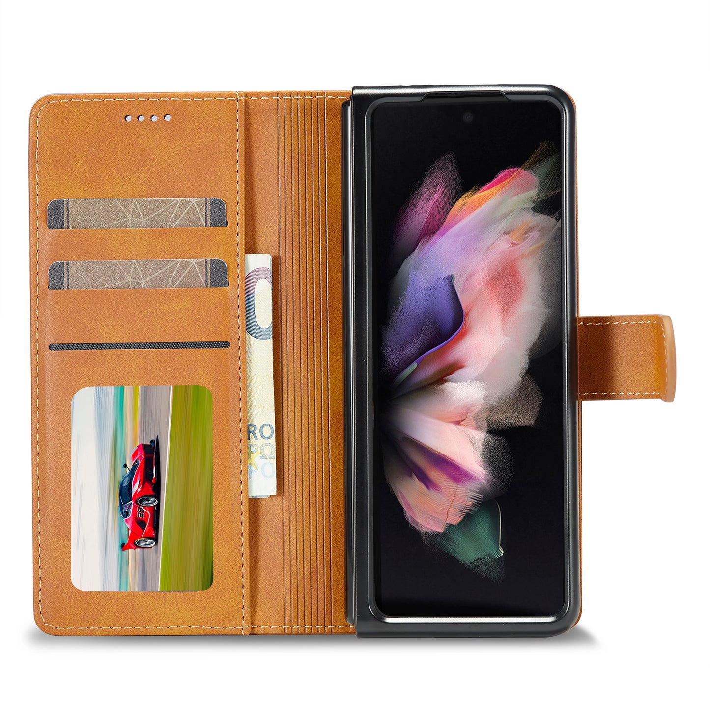 LC.IMEEKE Magnetic Clasp Stand Wallet PU Leather Folding Phone Case for Samsung Galaxy Z Fold3 5G