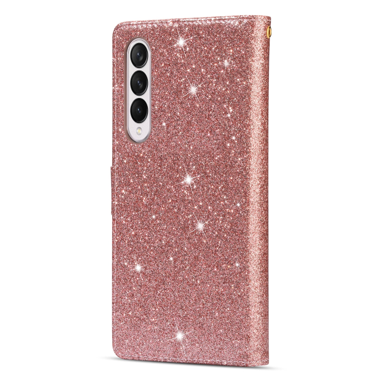 Glittery Starry Style Laser Carving Magnetic Closure Zipper Wallet Stand Protective Leather Phone Case for Samsung Galaxy Z Fold3 5G