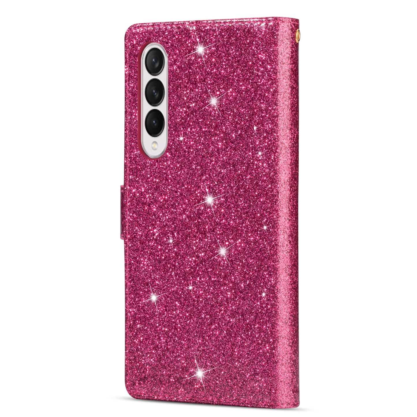 Glittery Starry Style Laser Carving Magnetic Closure Zipper Wallet Stand Protective Leather Phone Case for Samsung Galaxy Z Fold3 5G
