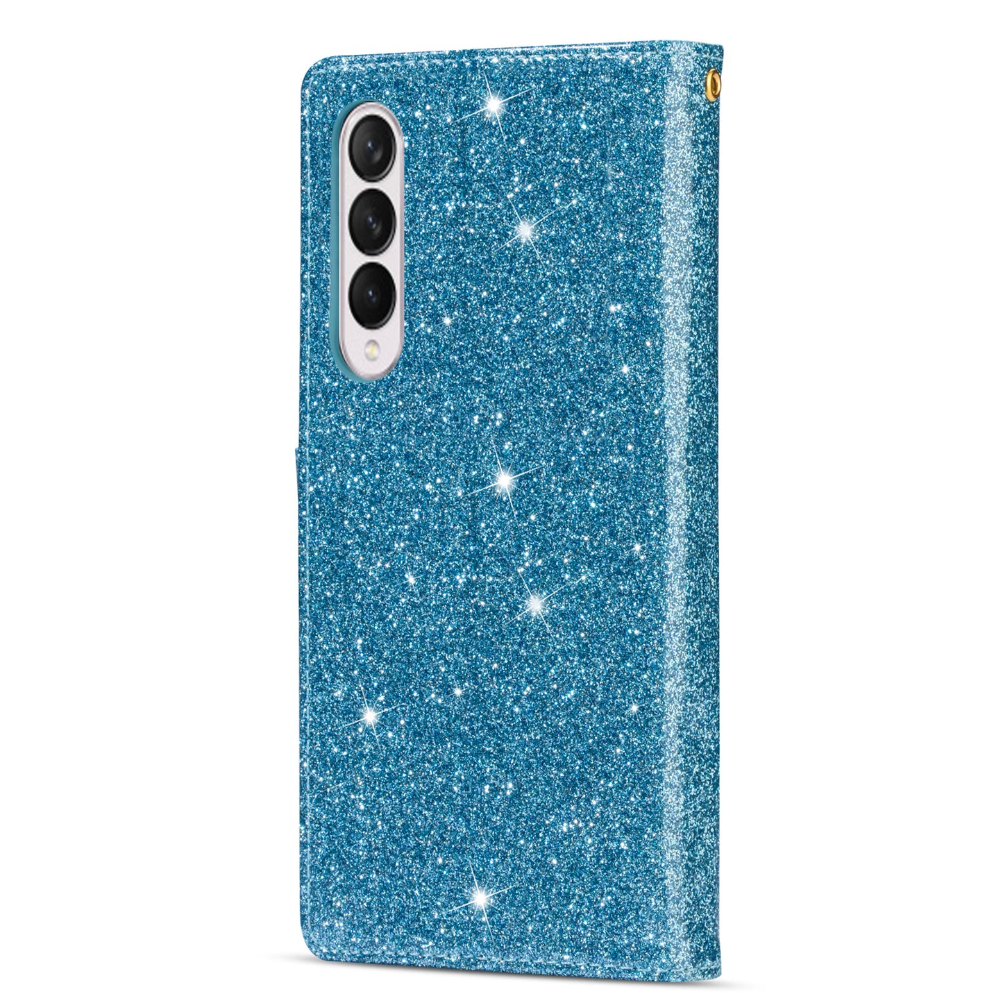 Glittery Starry Style Laser Carving Magnetic Closure Zipper Wallet Stand Protective Leather Phone Case for Samsung Galaxy Z Fold3 5G