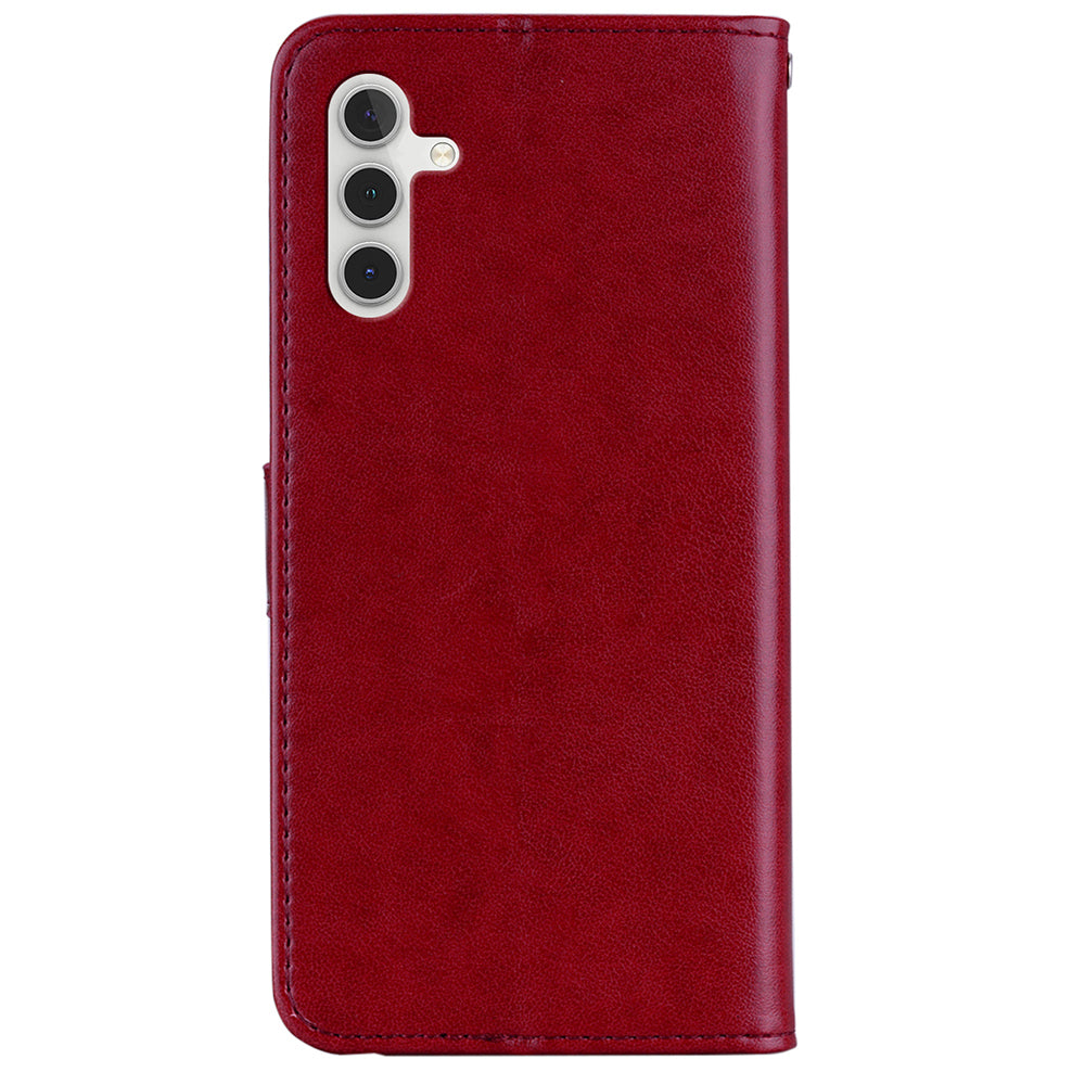 Rhinestone Decor Flip PU Leather Magnetic Clasp Case Wallet Stand Owl Flower Imprinted Shell Cover with Strap for Samsung Galaxy A13 5G / A04s 4G (164.7 x 76.7 x 9.1 mm)
