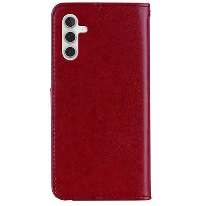 Rhinestone Decor Flip PU Leather Magnetic Clasp Case Wallet Stand Owl Flower Imprinted Shell Cover with Strap for Samsung Galaxy A13 5G / A04s 4G (164.7 x 76.7 x 9.1 mm)