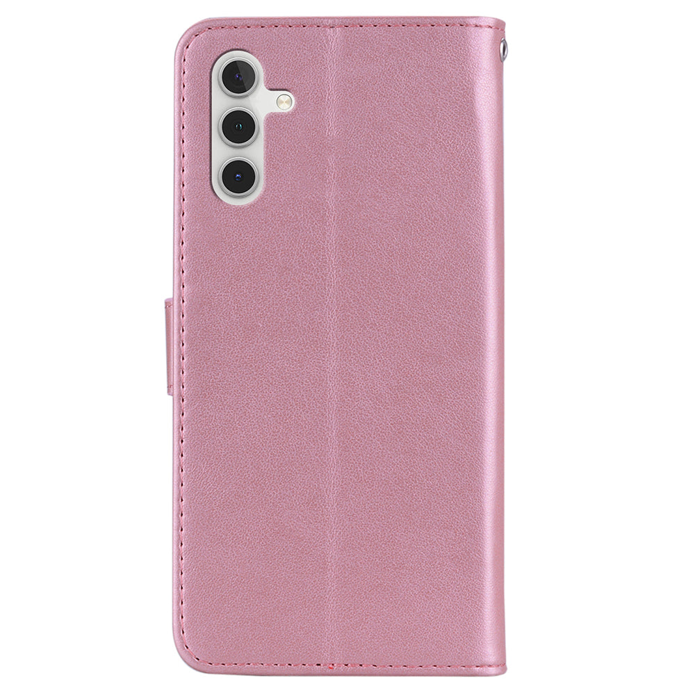 Rhinestone Decor Flip PU Leather Magnetic Clasp Case Wallet Stand Owl Flower Imprinted Shell Cover with Strap for Samsung Galaxy A13 5G / A04s 4G (164.7 x 76.7 x 9.1 mm)