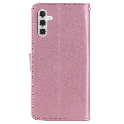 Rhinestone Decor Flip PU Leather Magnetic Clasp Case Wallet Stand Owl Flower Imprinted Shell Cover with Strap for Samsung Galaxy A13 5G / A04s 4G (164.7 x 76.7 x 9.1 mm)