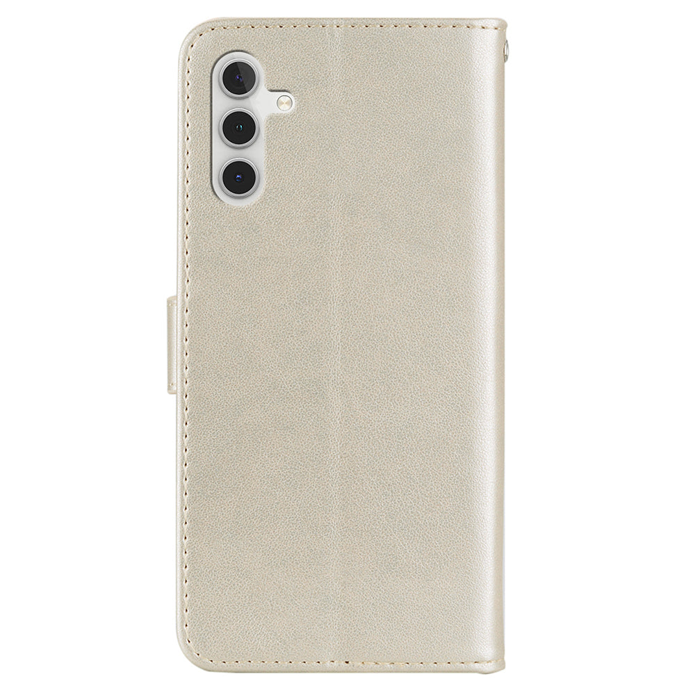 Rhinestone Decor Flip PU Leather Magnetic Clasp Case Wallet Stand Owl Flower Imprinted Shell Cover with Strap for Samsung Galaxy A13 5G / A04s 4G (164.7 x 76.7 x 9.1 mm)