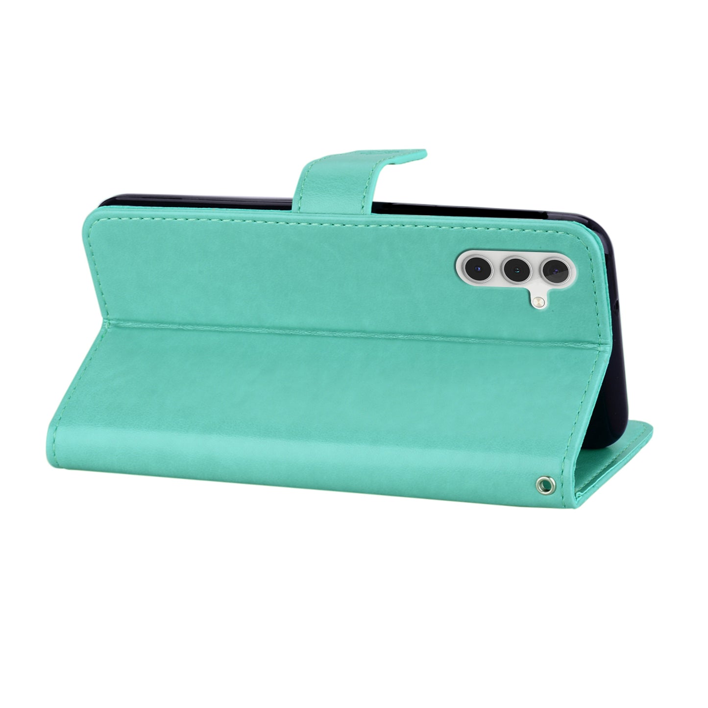 Rhinestone Decor Flip PU Leather Magnetic Clasp Case Wallet Stand Owl Flower Imprinted Shell Cover with Strap for Samsung Galaxy A13 5G / A04s 4G (164.7 x 76.7 x 9.1 mm)