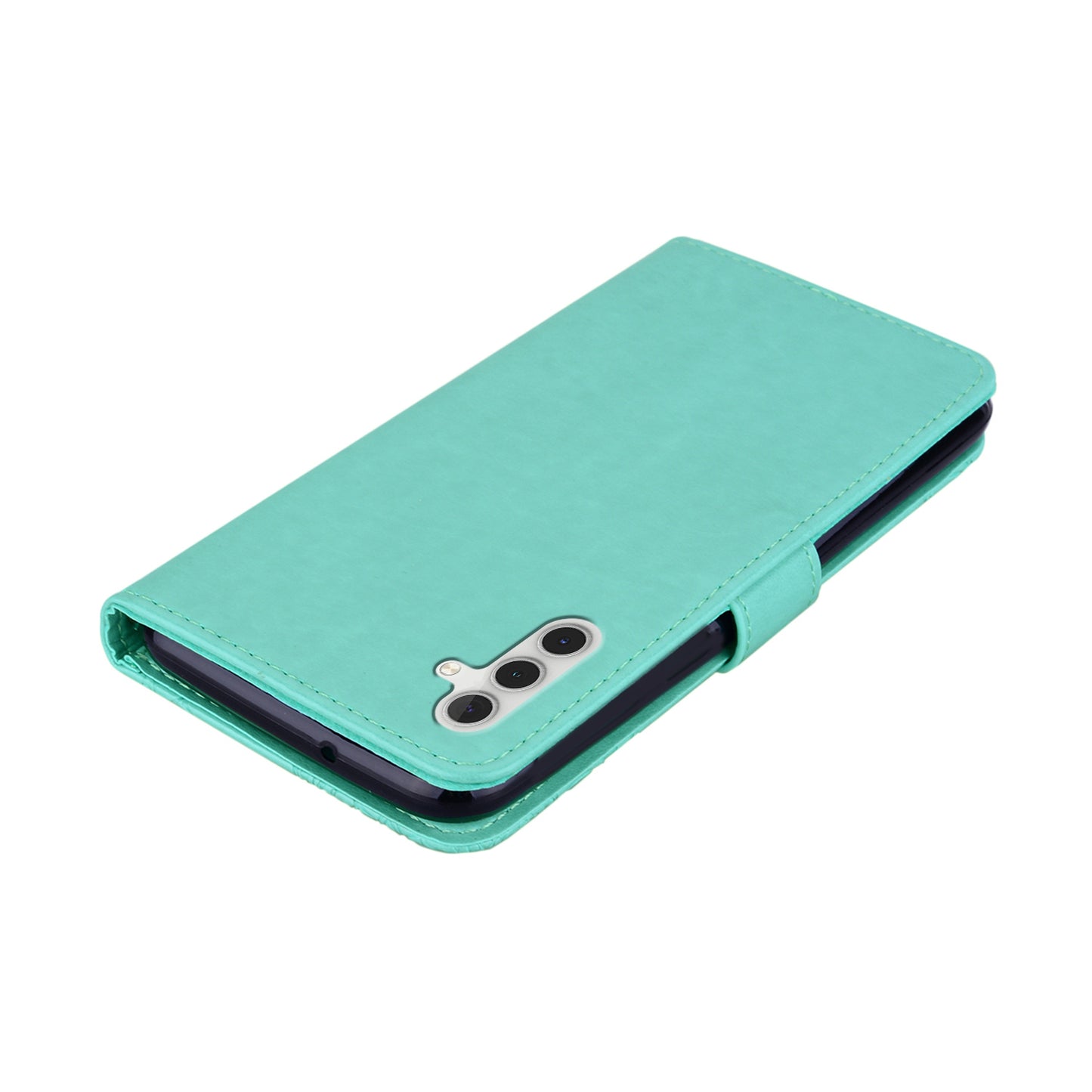 Rhinestone Decor Flip PU Leather Magnetic Clasp Case Wallet Stand Owl Flower Imprinted Shell Cover with Strap for Samsung Galaxy A13 5G / A04s 4G (164.7 x 76.7 x 9.1 mm)