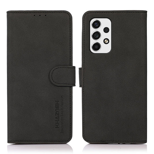 KHAZNEH Dual-sided Magnetic Clasp Textured PU Leather Phone Case Shell with Stand Wallet for Samsung Galaxy A53 5G