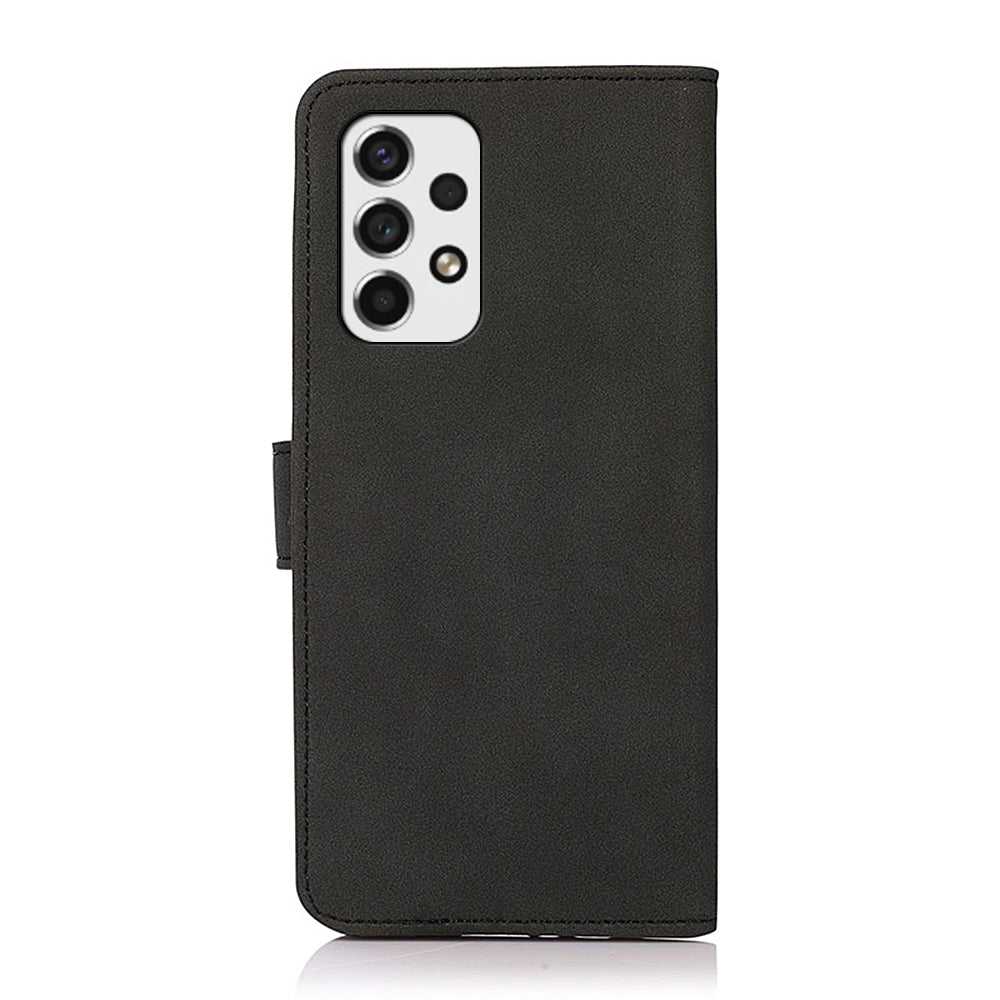 KHAZNEH Dual-sided Magnetic Clasp Textured PU Leather Phone Case Shell with Stand Wallet for Samsung Galaxy A53 5G