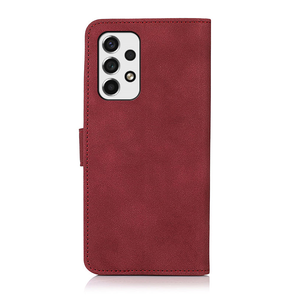 KHAZNEH Dual-sided Magnetic Clasp Textured PU Leather Phone Case Shell with Stand Wallet for Samsung Galaxy A53 5G