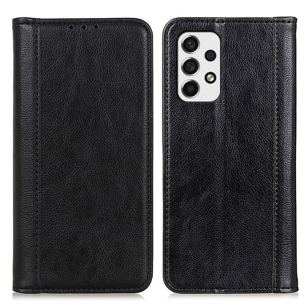 Magnetic Auto Closure Litchi Texture Split Leather Wallet Stand Shockproof Anti-fall Cover for Samsung Galaxy A53 5G