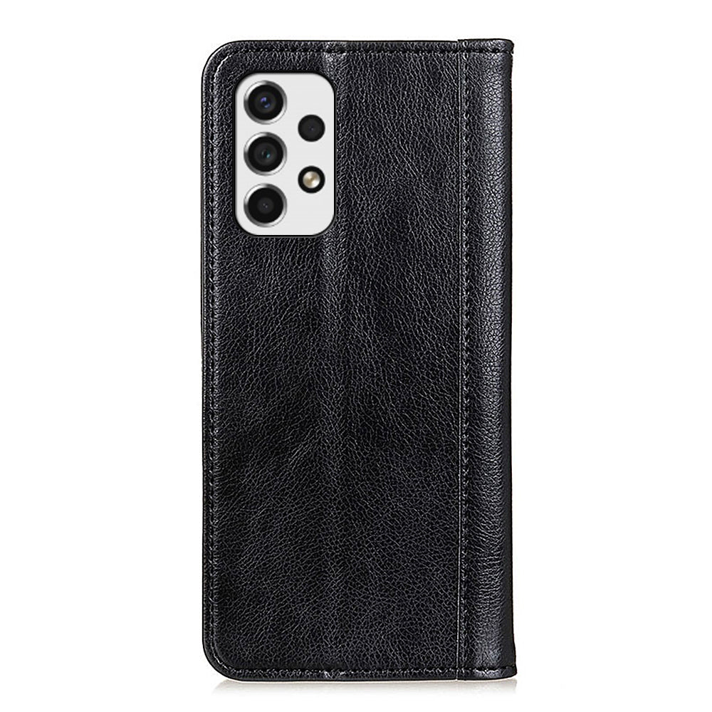 Magnetic Auto Closure Litchi Texture Split Leather Wallet Stand Shockproof Anti-fall Cover for Samsung Galaxy A53 5G