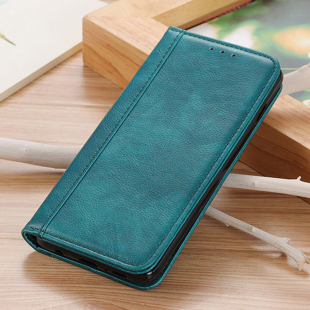 Magnetic Auto Closure Litchi Texture Split Leather Wallet Stand Shockproof Anti-fall Cover for Samsung Galaxy A53 5G