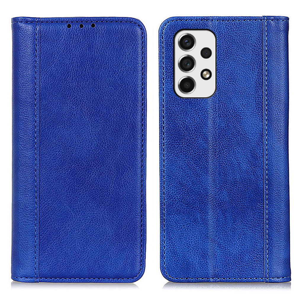 Magnetic Auto Closure Litchi Texture Split Leather Wallet Stand Shockproof Anti-fall Cover for Samsung Galaxy A53 5G