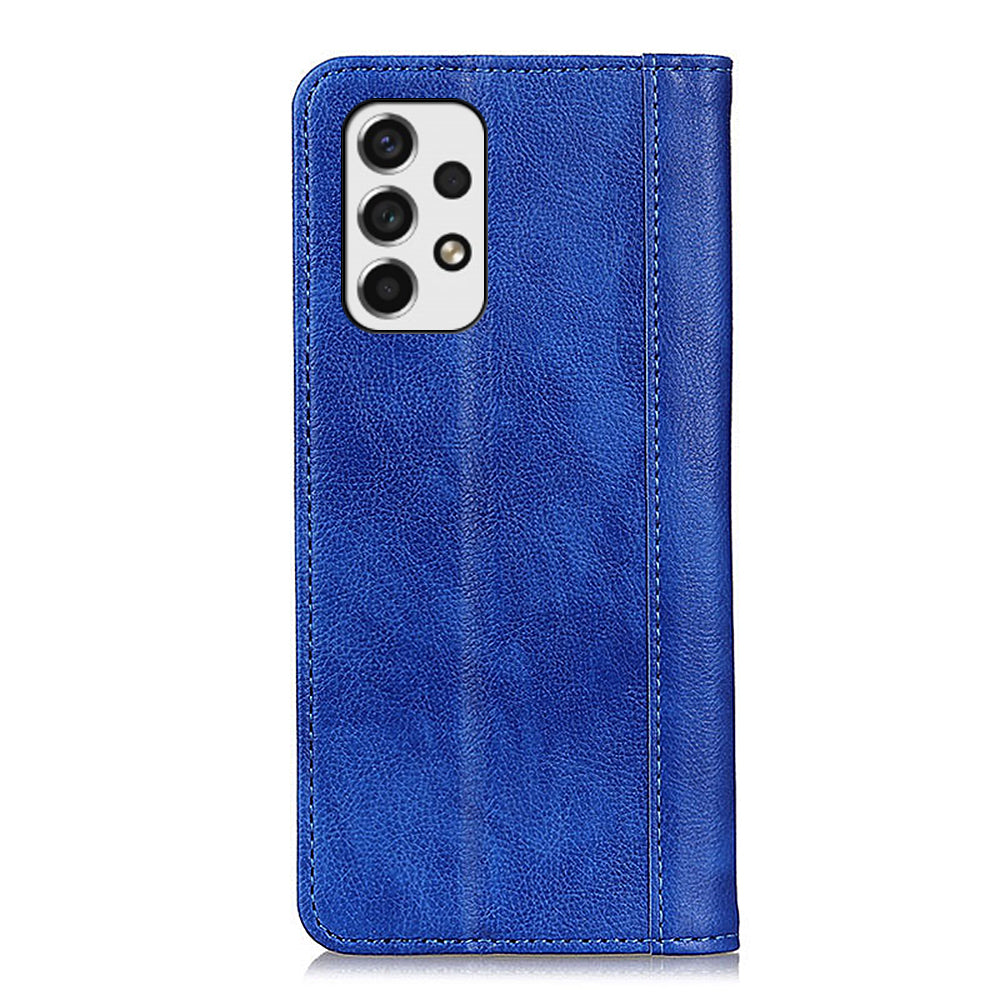 Magnetic Auto Closure Litchi Texture Split Leather Wallet Stand Shockproof Anti-fall Cover for Samsung Galaxy A53 5G