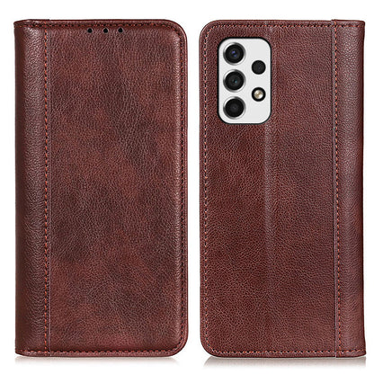 Magnetic Auto Closure Litchi Texture Split Leather Wallet Stand Shockproof Anti-fall Cover for Samsung Galaxy A53 5G