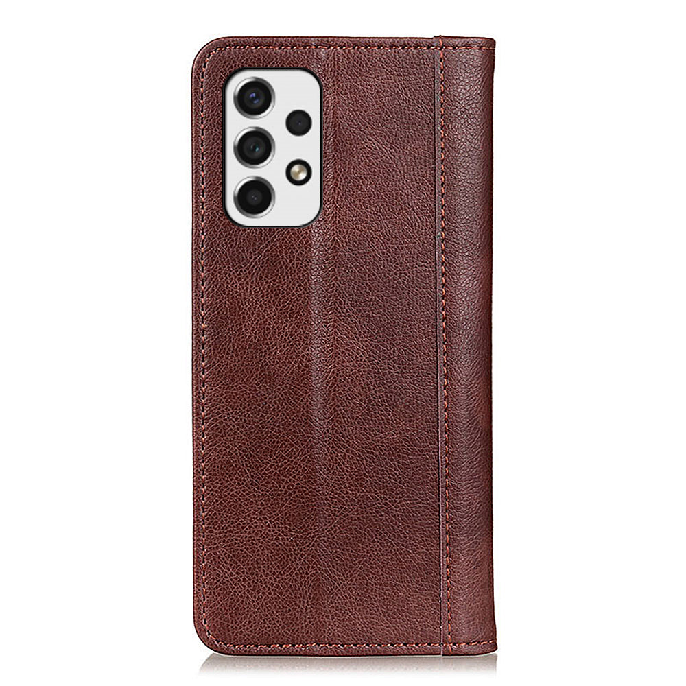 Magnetic Auto Closure Litchi Texture Split Leather Wallet Stand Shockproof Anti-fall Cover for Samsung Galaxy A53 5G