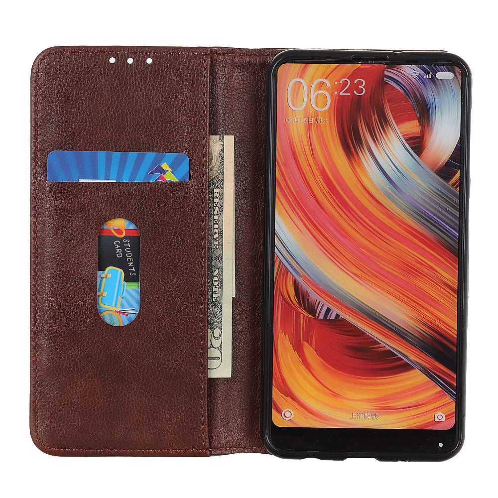 Magnetic Auto Closure Litchi Texture Split Leather Wallet Stand Shockproof Anti-fall Cover for Samsung Galaxy A53 5G