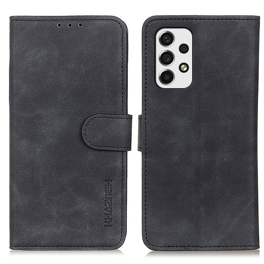 KHAZNEH Vintage PU Leather Phone Cover Dual-sided Magnetic Clasp Protective Wallet Case with Stand for Samsung Galaxy A53 5G