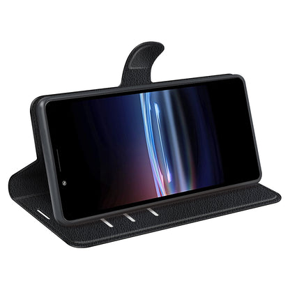 Magnetic Closure Litchi Texture PU Leather Wallet Case Stand Flip Folio Phone Cover for Sony Xperia Pro-I