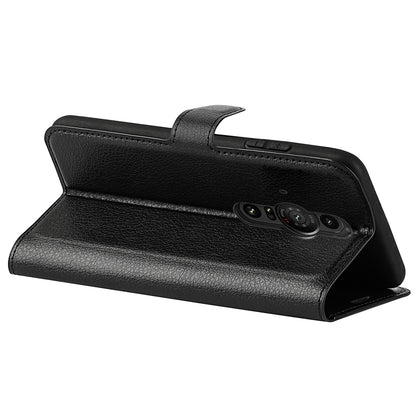 Magnetic Closure Litchi Texture PU Leather Wallet Case Stand Flip Folio Phone Cover for Sony Xperia Pro-I
