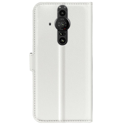 Magnetic Closure Litchi Texture PU Leather Wallet Case Stand Flip Folio Phone Cover for Sony Xperia Pro-I