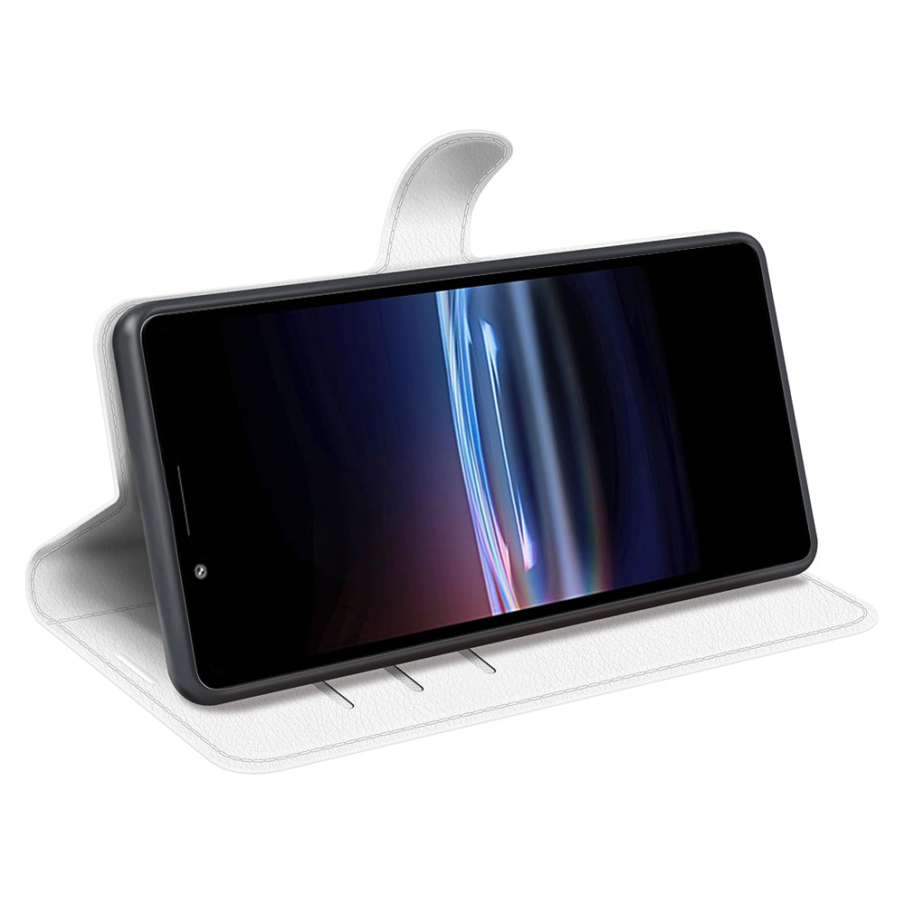 Magnetic Closure Litchi Texture PU Leather Wallet Case Stand Flip Folio Phone Cover for Sony Xperia Pro-I