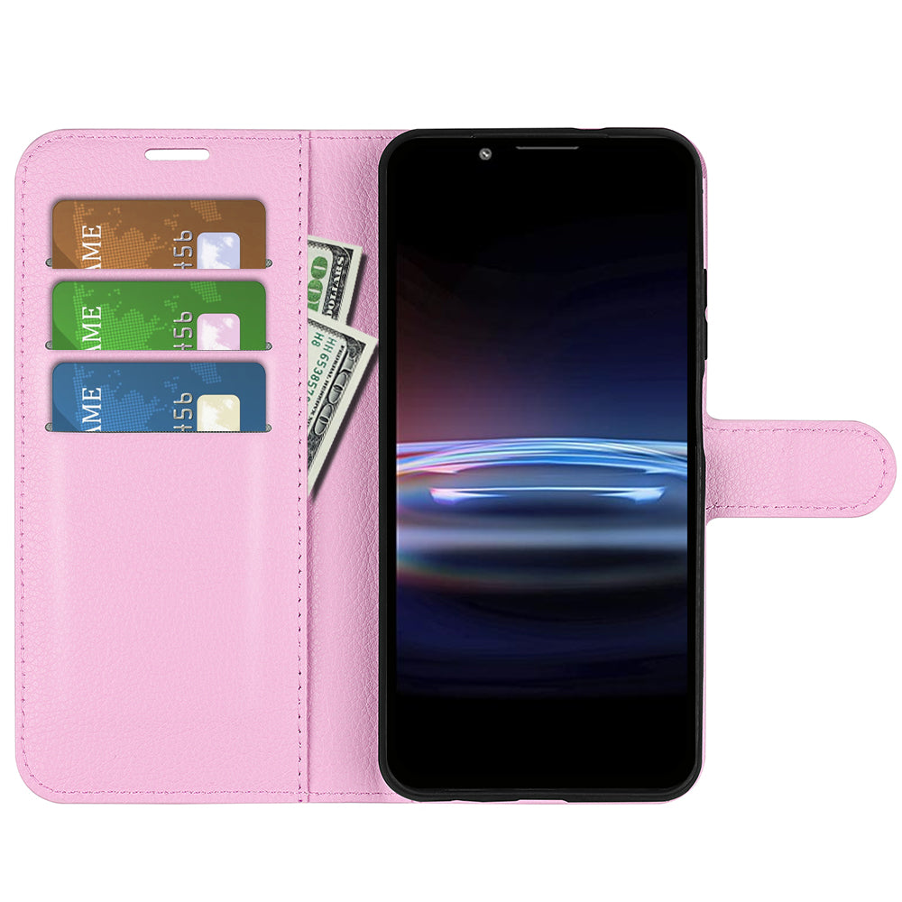 Magnetic Closure Litchi Texture PU Leather Wallet Case Stand Flip Folio Phone Cover for Sony Xperia Pro-I