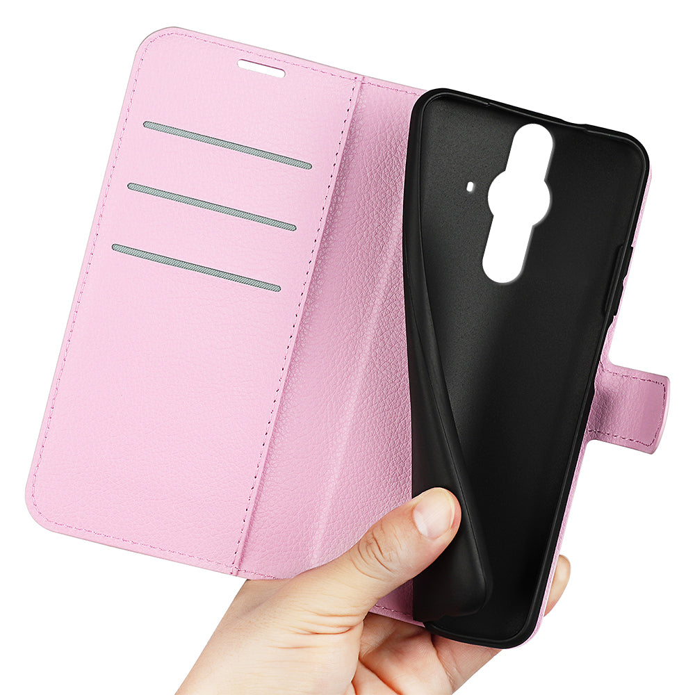 Magnetic Closure Litchi Texture PU Leather Wallet Case Stand Flip Folio Phone Cover for Sony Xperia Pro-I