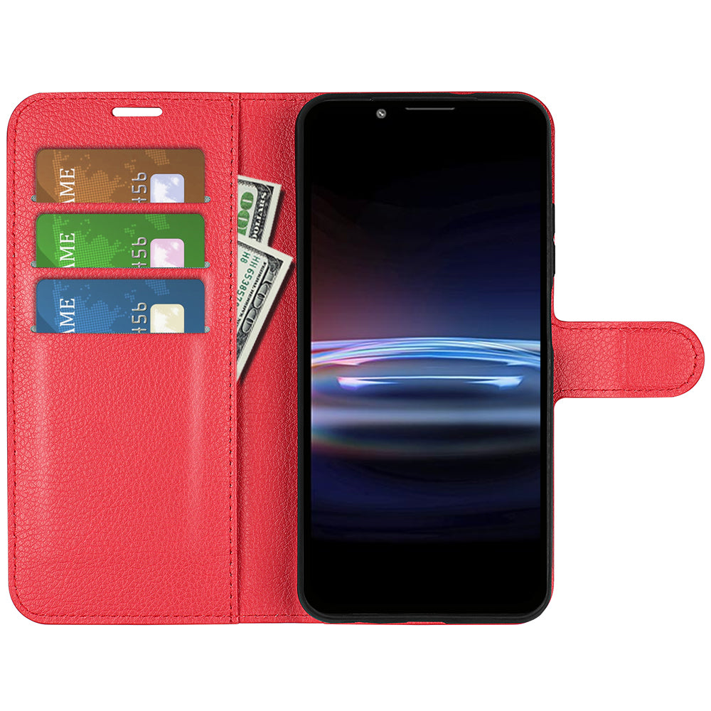 Magnetic Closure Litchi Texture PU Leather Wallet Case Stand Flip Folio Phone Cover for Sony Xperia Pro-I