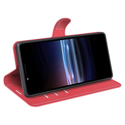 Magnetic Closure Litchi Texture PU Leather Wallet Case Stand Flip Folio Phone Cover for Sony Xperia Pro-I