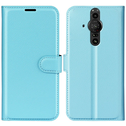 Magnetic Closure Litchi Texture PU Leather Wallet Case Stand Flip Folio Phone Cover for Sony Xperia Pro-I